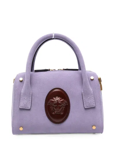 Versace Medusa-plaque Suede Tote Bag In Purple
