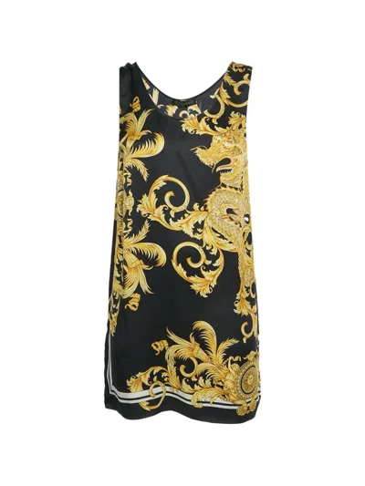 Pre-owned Versace Medusa-print Mini Dress In Black