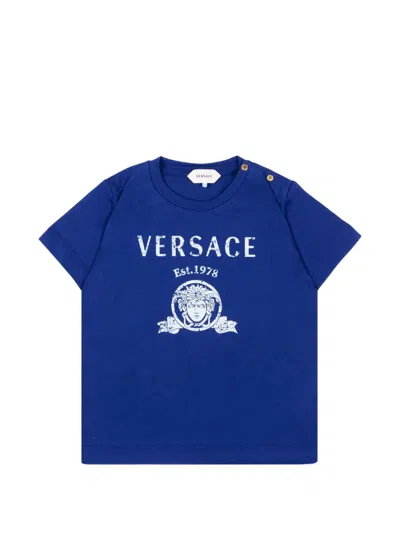 Versace Babies' Medusa-print T-shirt In Blue