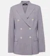 Versace Mélange Wool-blend Blazer In Grey
