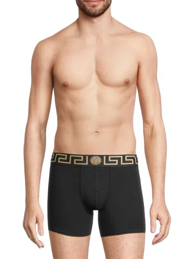 Versace Men's 2-pack Trunk Boxer Briefs In Black Grey