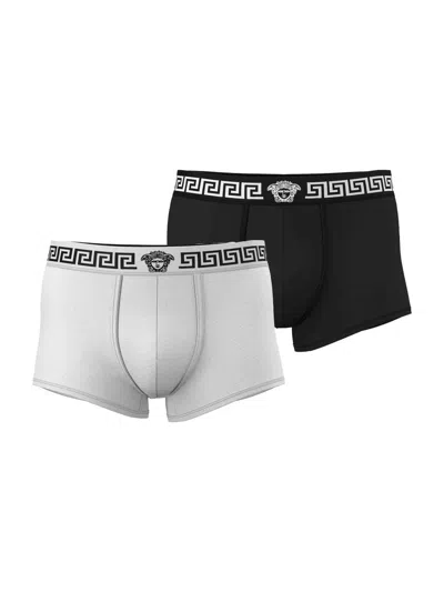 Versace Men & Apos;s Medusa La Greca 2-pack Bicolor Boxer Briefs In Black