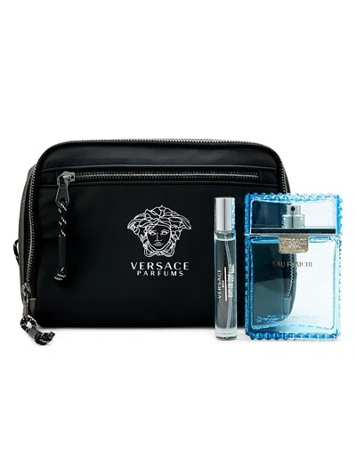 Versace Men's 3-piece  Eau Fraîche & Cosmetic Bag Set In Black
