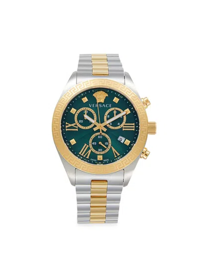 Versace Men's 40mm Two Tone Stainless Steel Chronograph Bracelet Watch In Multi