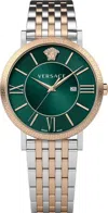 Versace V-eternal Bracelet Watch With Green Guilloche Dial In Multi