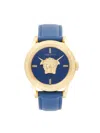 VERSACE MEN'S 43MM ION PLATED GOLDTONE STAINLESS STEEL & LEATHER STRAP WATCH