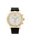 VERSACE MEN'S 45MM TWO TONE STAINLESS STEEL & LEATHER STRAP WATCH
