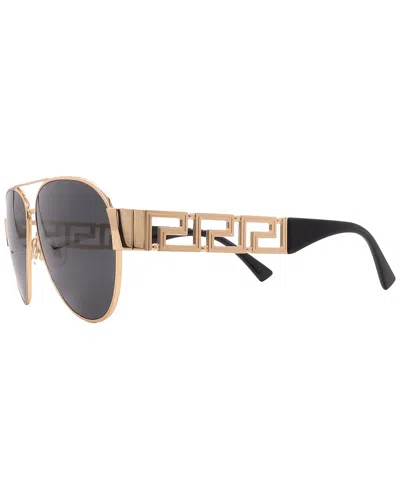 Versace Greca Lunettes De Soleil Aviateur In Black