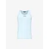 Versace Mens 95 Pastel Blue Brand-embroidered Stretch-cotton Vest Top In 95 Pastel Blue