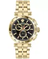 Versace Men's Swiss Chronograph Aion Gold Ion Plated Stainless Steel Bracelet Watch 45mm In Gold