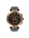 Versace Men's Aion Chrono 45mm Stainless Steel Case & Leather Strap Chronograph Watch In Black