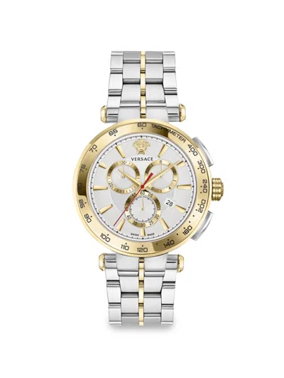 VERSACE MEN'S AION TWO-TONE & SILVER DIAL CHRONOGRAPH BRACELET WATCH/45MM
