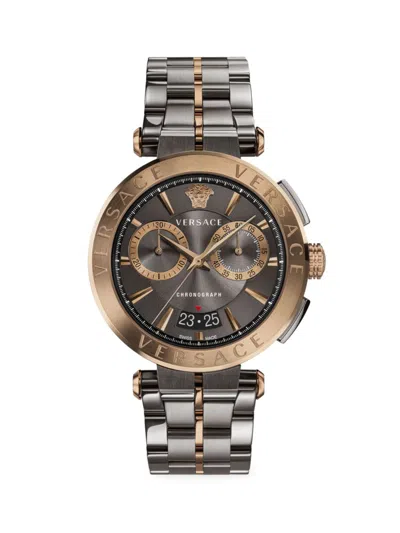 Versace Men's Aion Two Tone Stainless Steel Chronograph Watch In Grey