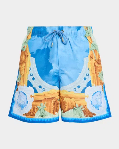 Versace Men & Apos;s Affresco-print Swim Trunks In Multi