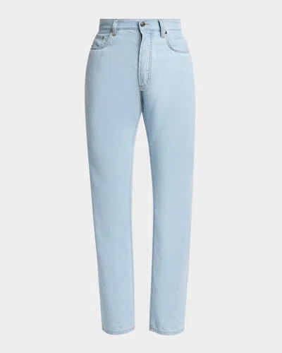 Versace Men & Apos;s Bleached Denim Straight-leg Jeans In Light Blue