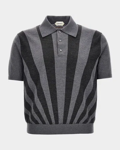 Versace Knit Sweater Rays Intarsia In Gray