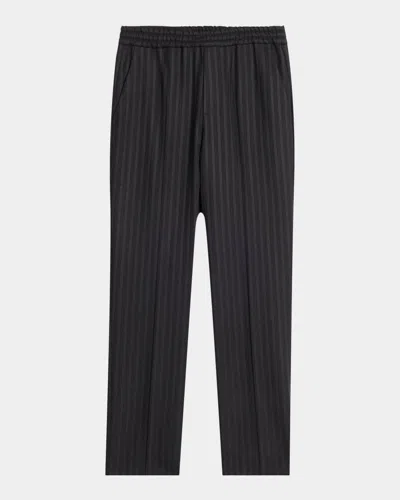 Versace Men & Apos;s Greca Jacquard Wool Trousers In Black