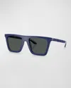 Versace Men & Apos;s Greca Logo Nylon Square Sunglasses In Orange