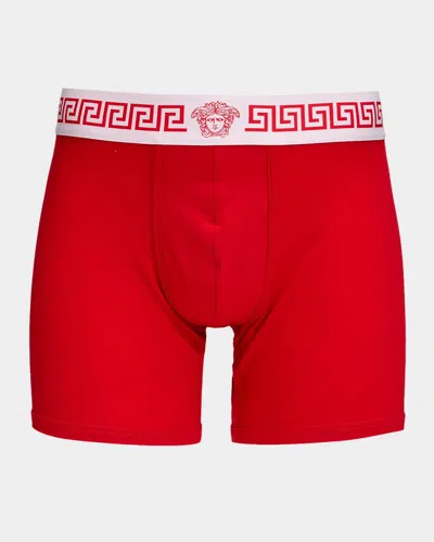 Versace Men & Apos;s Medusa Head Greca Boxer Briefs In Red
