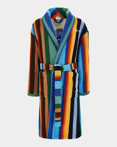 Versace Men & Apos;s Medusa Jacquard Striped Terry Robe In Multi
