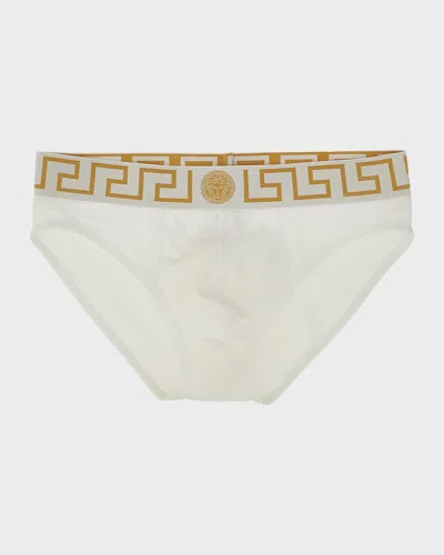 Versace Men & Apos;s Medusa Key Cotton Jersey Briefs In Neutral