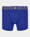 Versace Greca Border Long Trunks In Blue