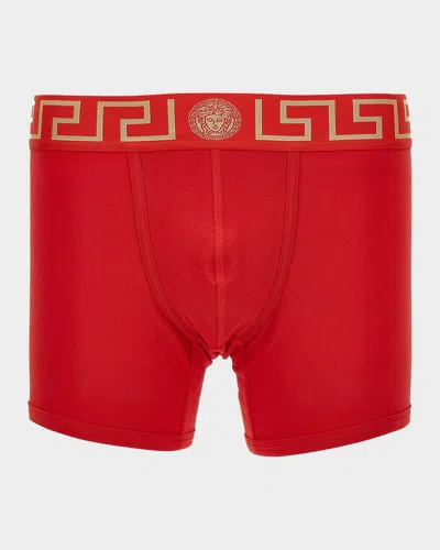 Versace Men & Apos;s Medusa Key Jersey Boxer Brief In Red