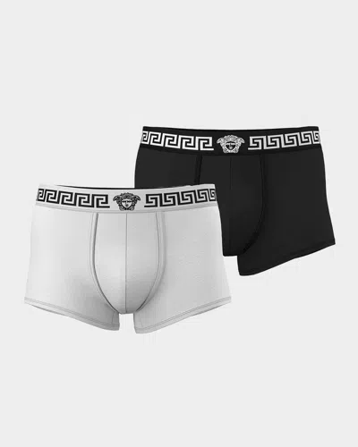 Versace Men & Apos;s Medusa La Greca 2-pack Boxer Briefs In White