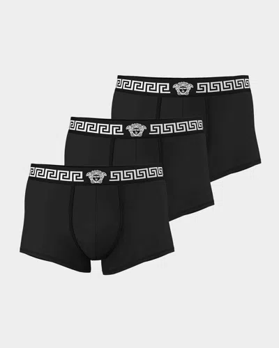 Versace Men & Apos;s Medusa La Greca 3-pack Boxer Briefs In 1b000-black