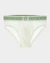 Versace Men & Apos;s Medusa La Greca Cotton-rib Briefs In Green