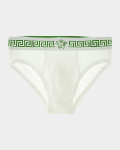 Versace Ribbed Jersey Briefs In White