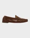 Versace Men & Apos;s Medusa Leather Moc-toe Loafers In Brown