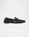 Versace Black Guanto Loafers In Calf Leather In Black