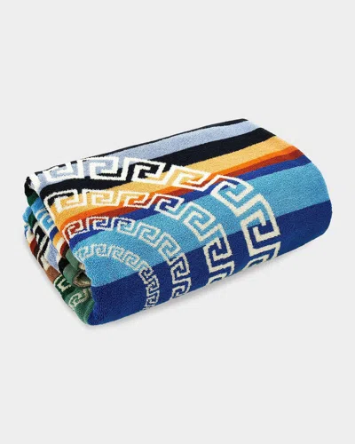 Versace Men & Apos;s Multicolor Stripe La Greca Beach Towel In Blue Multi