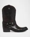 Versace Sylvester Leather Texan Boots In Black