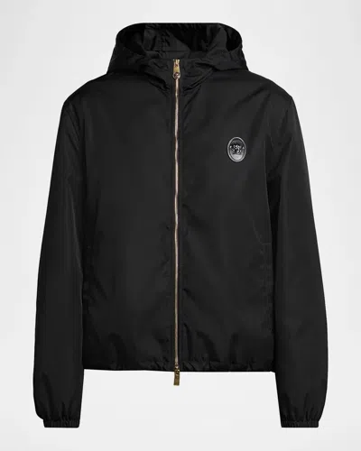 Versace Men & Apos;s Nylon Twill Hooded Jacket In Black