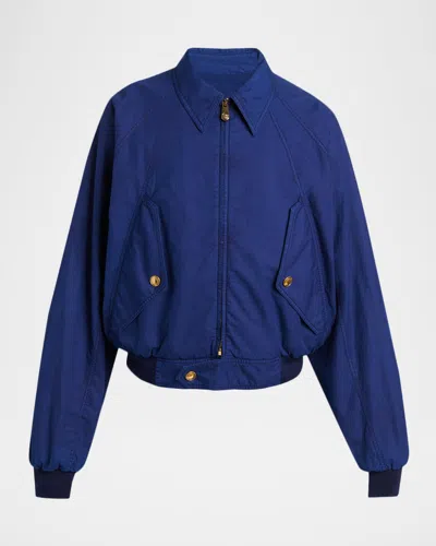 Versace Men & Apos;s Overdyed Medusa Cotton Gabardine Jacket In Navy Blue