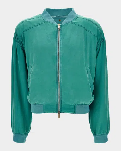 Versace Men & Apos;s Silk Bomber Jacket In Green