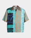Versace Camicia A Maniche Corte In Seta Multicolor  In Multi