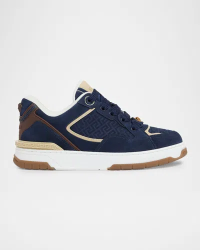 Versace Biggie Basket Suede Sneakers In Blue