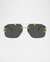 Versace Men's 60mm Rectangular Sunglasses In Green