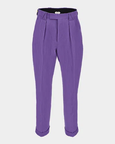 Versace Pleated Straight-leg Trousers In Multi