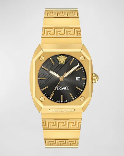 Versace Men's Antares Ip Yellow Gold Bracelet Watch, 44x41.5mm In Black Gold