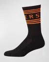 Versace Men's Athletic Band Socks In Bianco Nero