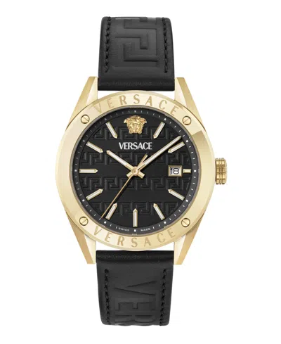 Versace Men's Athletic Ip Yellow Gold Stainless Steel Strap Watch, 41mm In Black