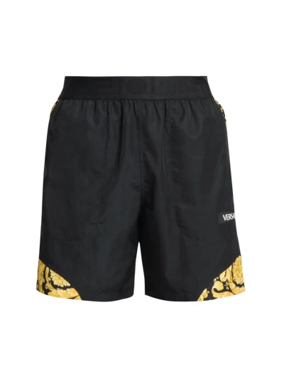 Versace Men's Barocco Active Shorts In Black