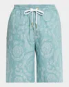 Versace Barocco Jacquard Chambray Denim Shorts