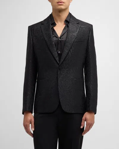Versace Men's Barocco Jacquard Tuxedo Jacket In Black
