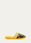 Versace Black And Gold Home Slippers In Cotton And Terry With Baroque Print In Gold