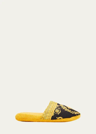 VERSACE MEN'S BAROCCO-PRINT MULE SLIPPERS